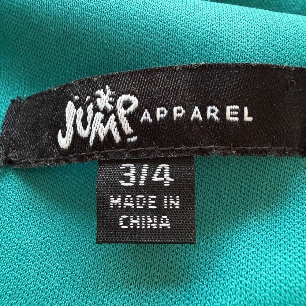 Vintage Y2K Jump Apparel Size 3/4 Teal Green V-Neck Seamed Mermaid Evening Gown - Picture 4 of 16